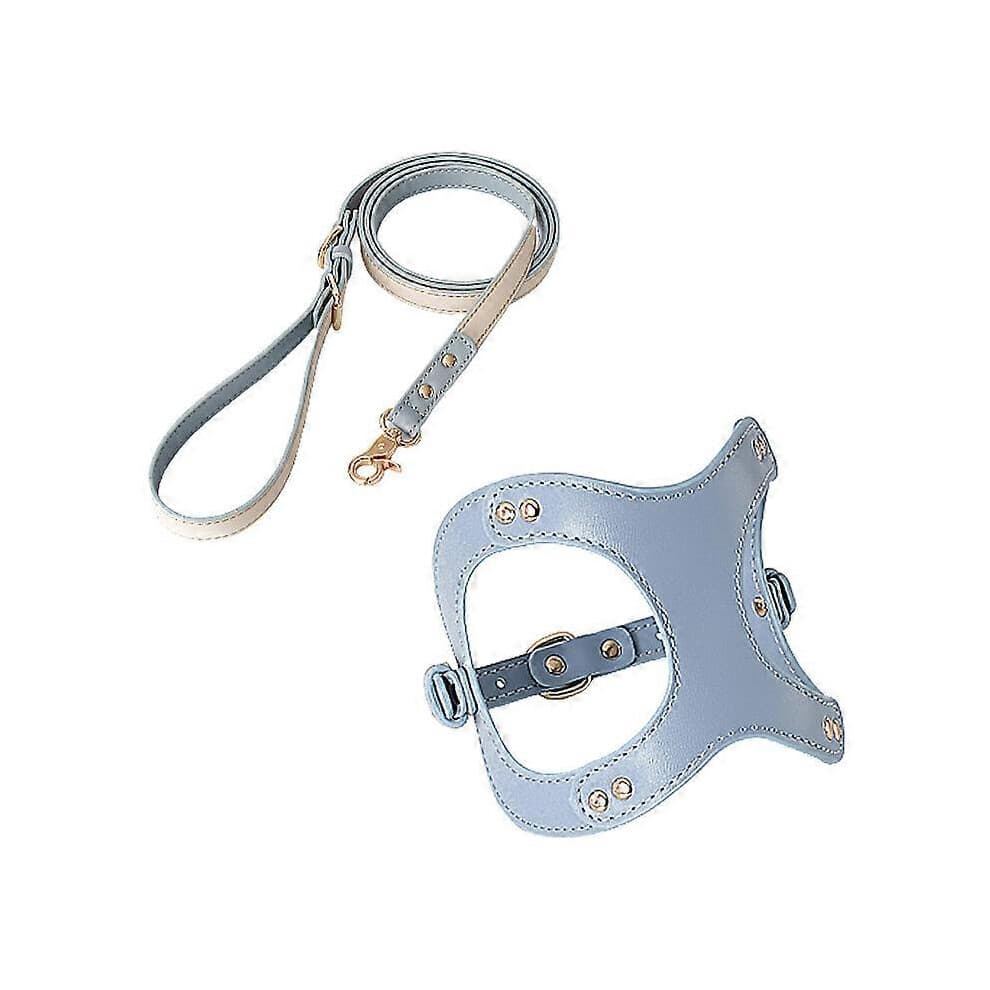 (S 31-38cm Chest, Brown) Soft Dog Harness And Leash Set Adjustable Kitten Puppy Chest Strap Leather Luxury Cat Lead For Small Pet No Pull Outdoor Walk