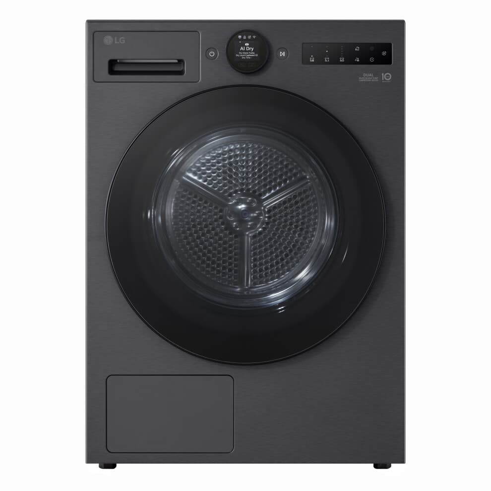 LG VX70 Series AI Dry RHX7010TBB Wifi Connected 10Kg Heat Pump Tumble Dryer - Black - A+++ Rated