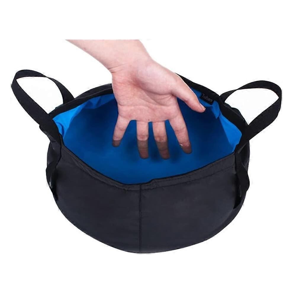 (As show, One size) Folding camp picnic vegetable bucket travel foot bath foot basin washbasin with portable bag fishing bucketblue