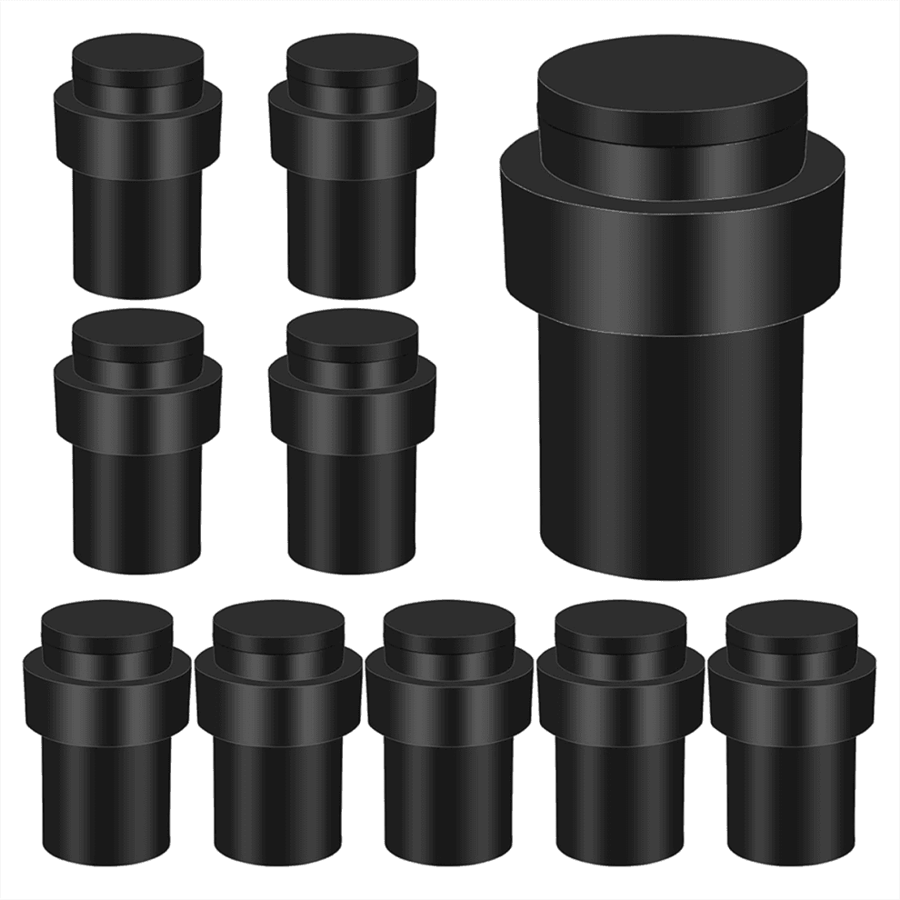 10pcs Floor Mount Door Stop Cylinder Floor Door Stop Rubber Bumper