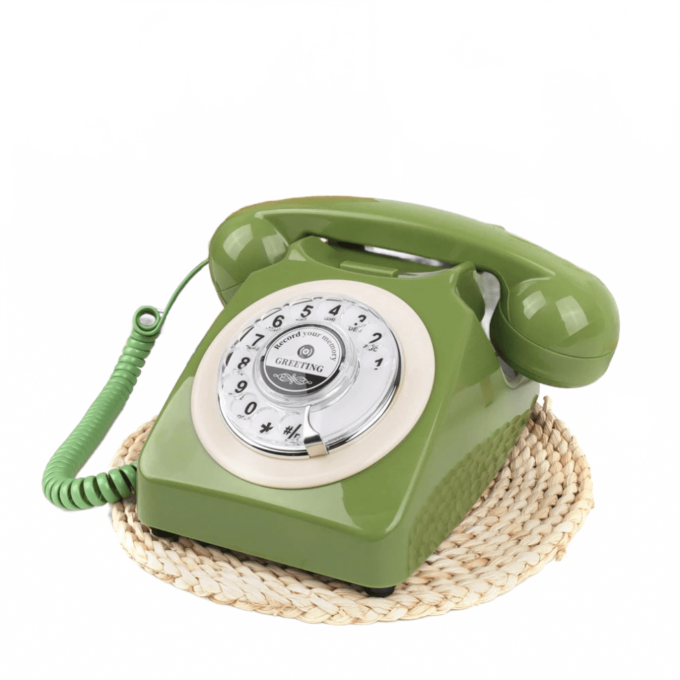 Vintage Green Corded Telephone Voicemail Audio Guestbook for Weddings & Parties