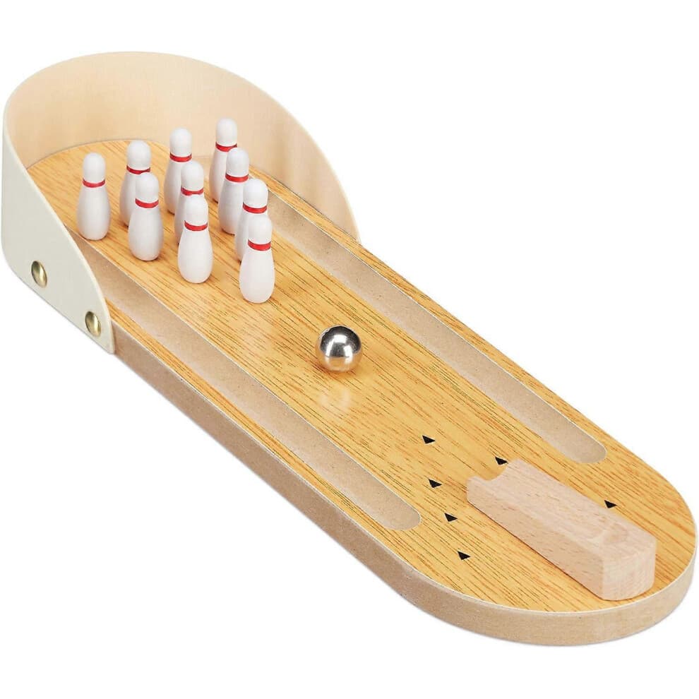 (As show, One size) Table Bowling, Mini-Game, Set with 10 pins, skill, Adults & Children from 3 Years, Nature