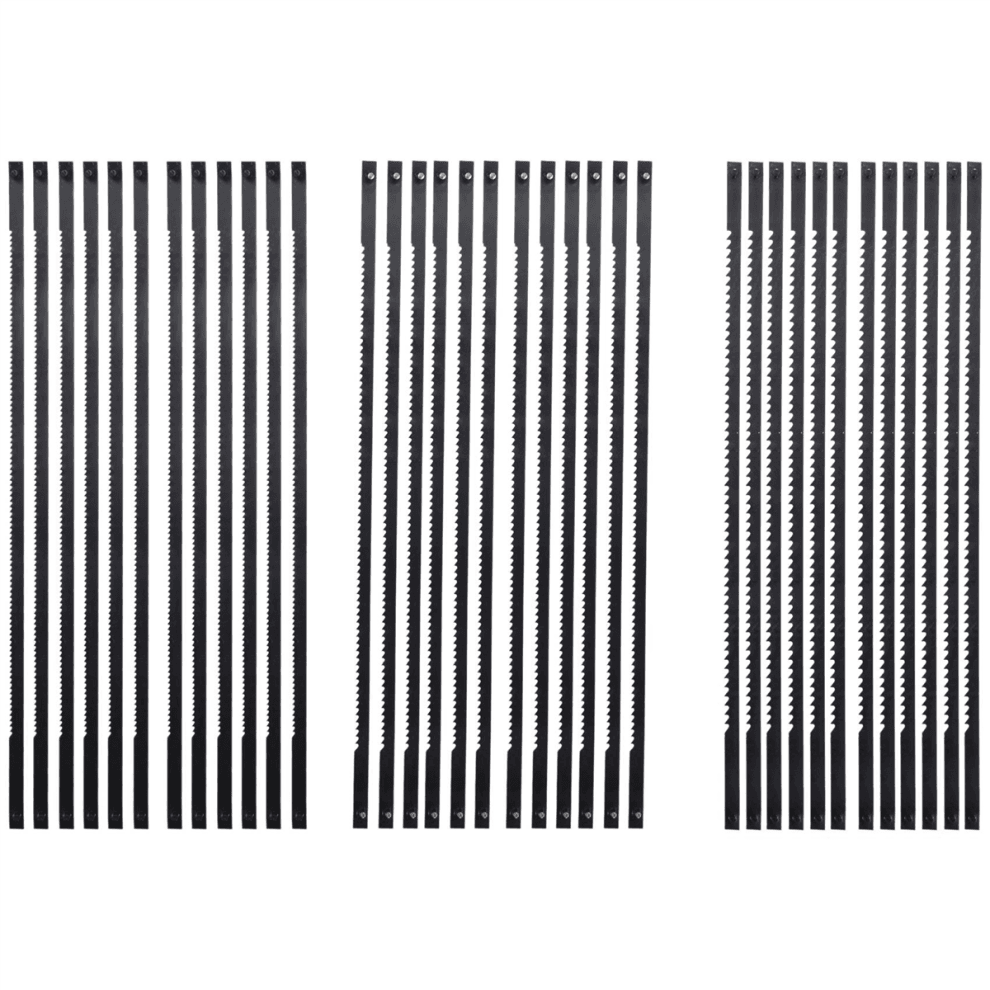 36Pcs 127mm Pinned Scroll Saw Blades - Carbon Steel, Fine Cut 15/18/24 TPI (Standard)
