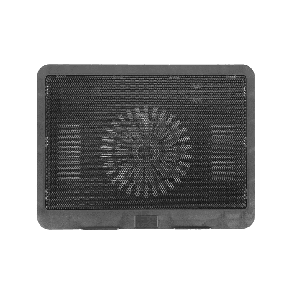 Laptop Cooling Pad with 14cm Silent Fan, Blue LED, Dual USB Hub, Adjustable Stand, Slim Portable Desk or Bed Cooler