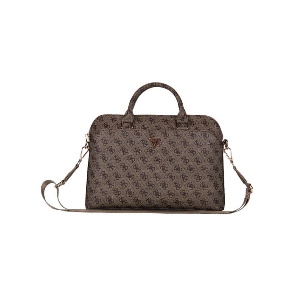 Guess 4G Triangle Logo Zipper Pocket 15" Laptop Bag Brown - GUCB15P4DPTW