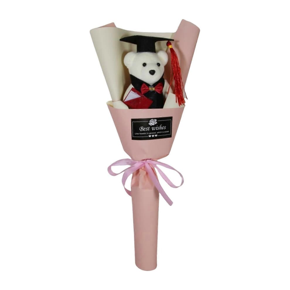 (Red, One size) Doctor Bear Bouquets Graduation Bouquets Handmade Artificial Bouquets with Bear for Student and Teacher Graduation Day  Champagne