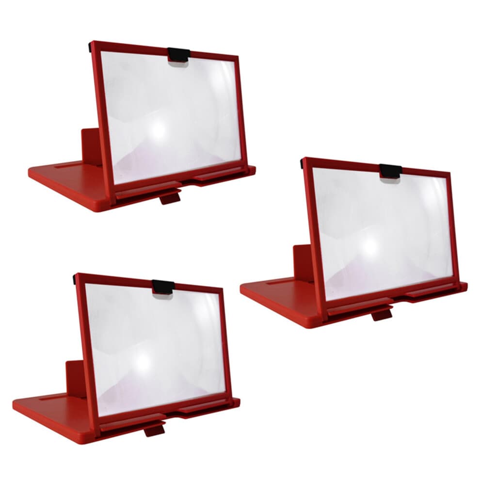 3X Mobile Phone Screen Magnifier 12 Inch with Game Red Desk Holder