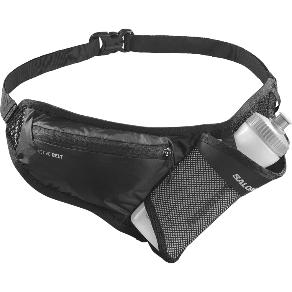 Salomon Active Bottle Unisex Belt With 3d Bottle Included Running Hiking Ski, Quick Access, Easy to Use, and Versatile Wear, Black