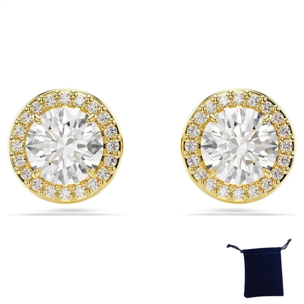 (SHLED2) 2025 Classic Happiness Diamond Round Crystal S925 Silver Earrings Bracelet Necklace Set Women Gorgeous Una Angelic Series Jewelry Set