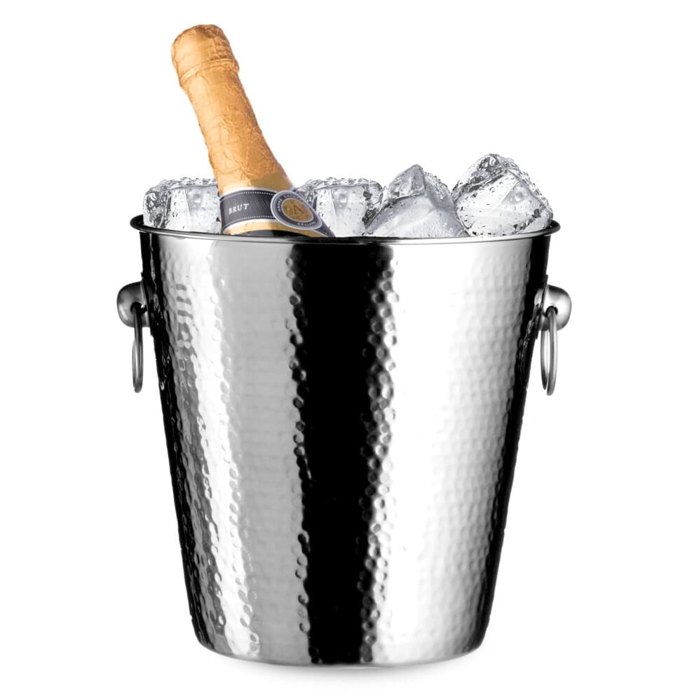 Premier Housewares Stainless Steel Hammered Effect Champagne Bucket, 20 x 22 x 22 cm, Silver