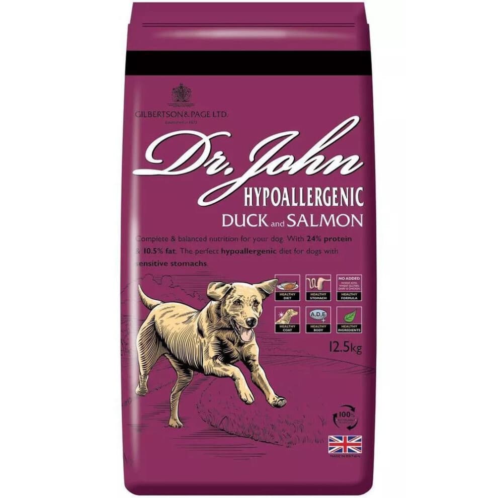 (12.5kg) Dr John Hypoallergenic Duck & Salmon 12.5kg Dry Dog Food