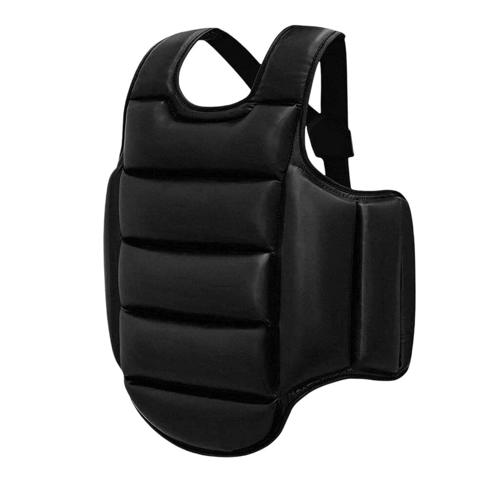 Karate Guard Chest Protector, Thick Padded Taekwondo Vest, Black Size L, Boxing Chest Protector, Sanda Training Gear
