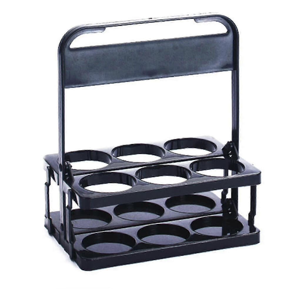 (Black) 6 Compartment Collapsible Plastic Beer Carrier, Container for Wine, Beer, Soda