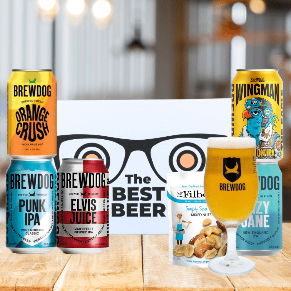 Brewdog Craft Beer Gift Set with Glass and Snacks (5 x 330ml Cans)