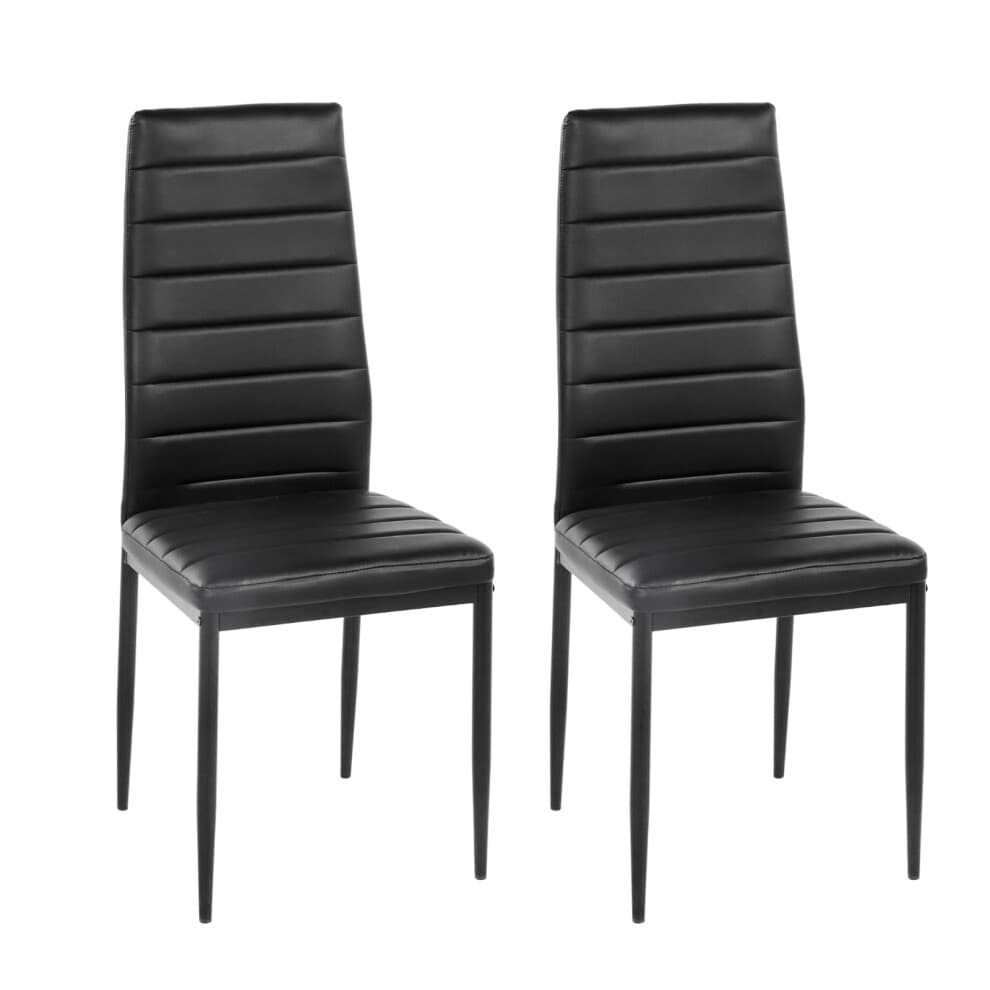2 PCS Faux Leather Dining Chairs Set High Back