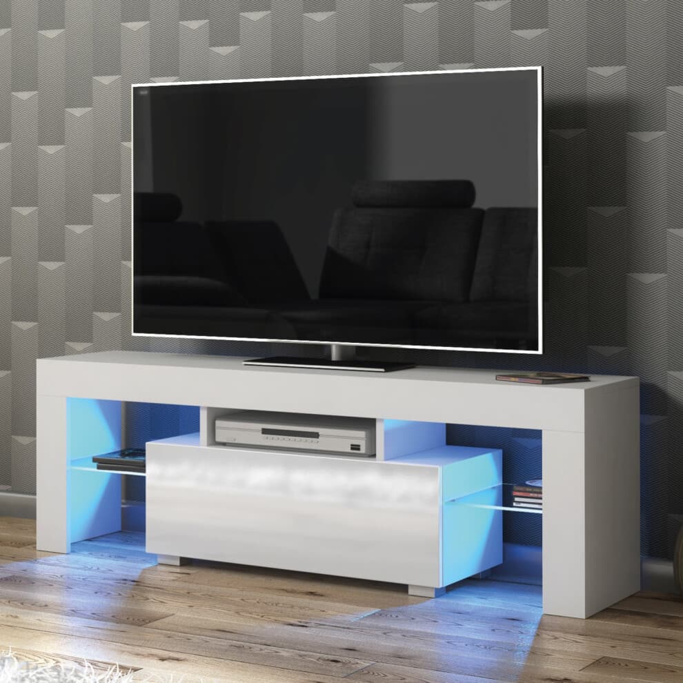 Floe 130cm TV Unit LED - White Gloss Doors
