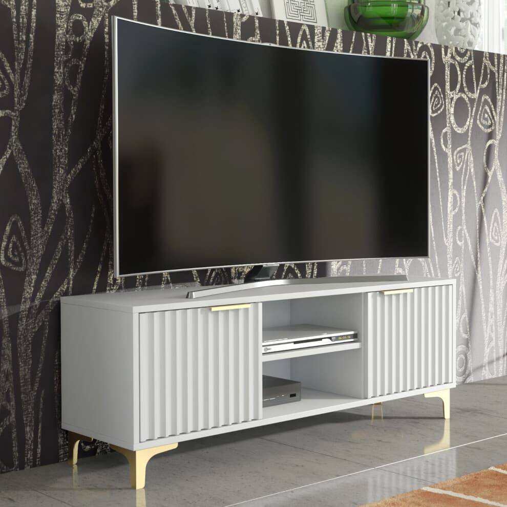 Tide Crest 120cm TV Unit Gold - Modern Fluted Design