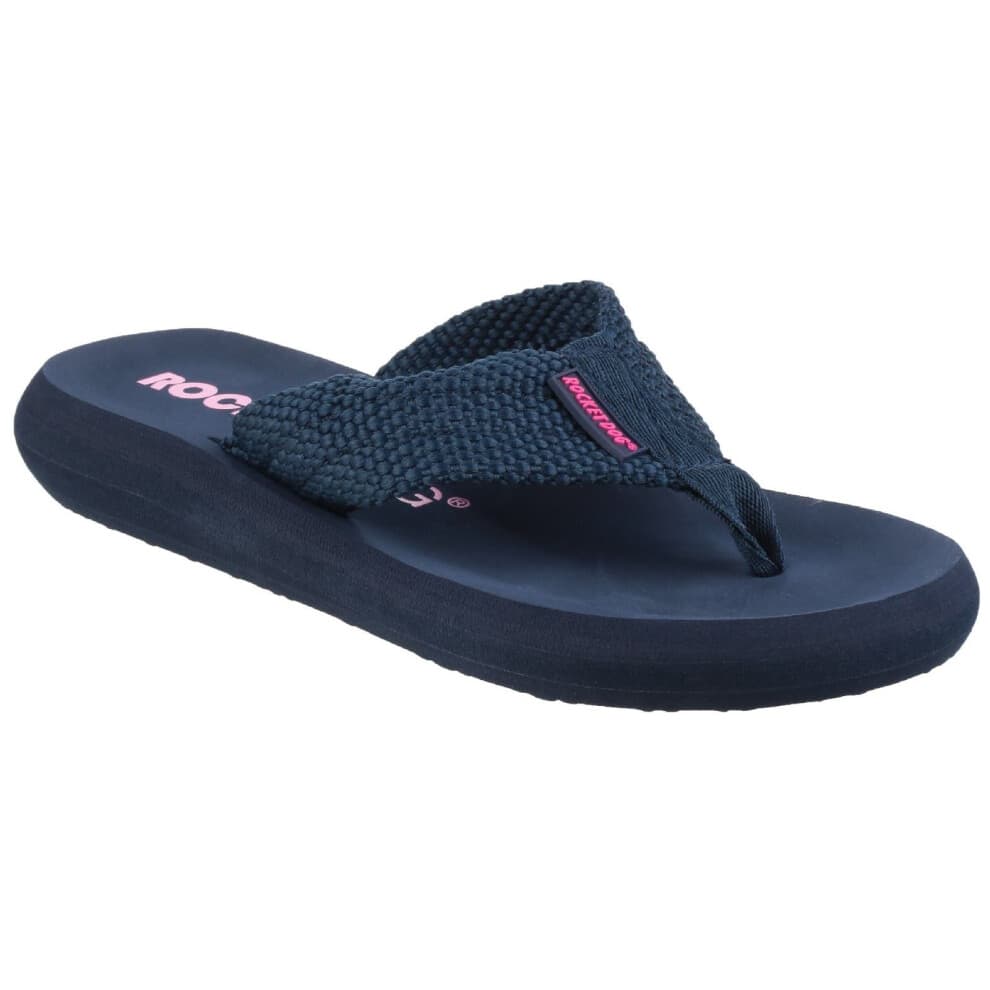 (3 (Adults')) Sunset Webbing | Navy | Women's Casual Summer Flipflops