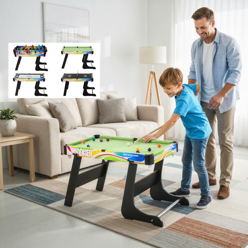 HOMCOM 4-in-1 Games Table w/ Hockey Football Table Tennis & Pool Arcade Gaming