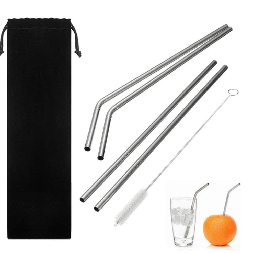 Stainless Steel Straws Set of 5, 2pcs Straws+2pcs Straws+1pcs Brush