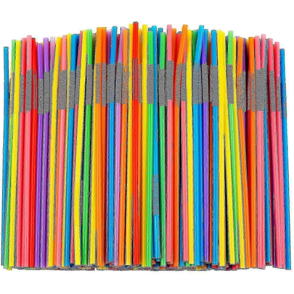 (1000pcs) 100/300/500/1000pcs Colorful Flexible Plastic Straws, BPA Free Disposable Straws