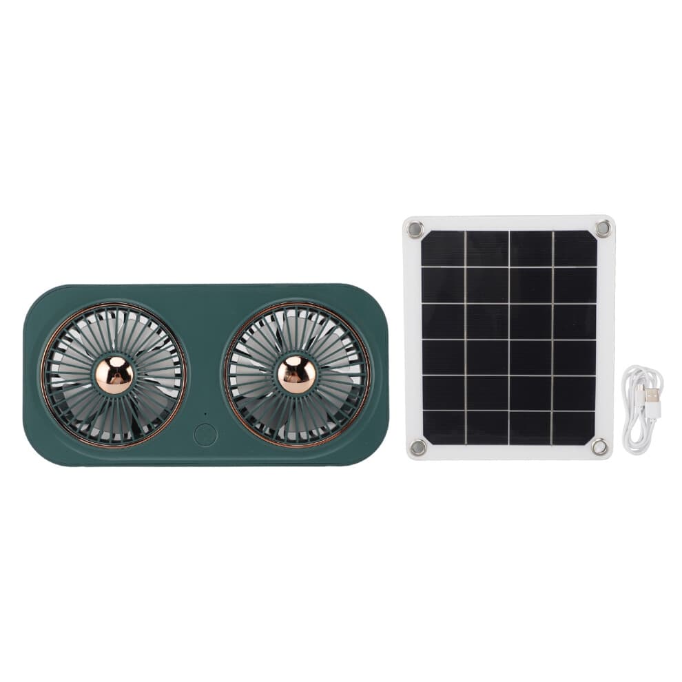 (Green) 20W Solar Panel 5V Dual Fan Portable Pet House Cooling Light Pink