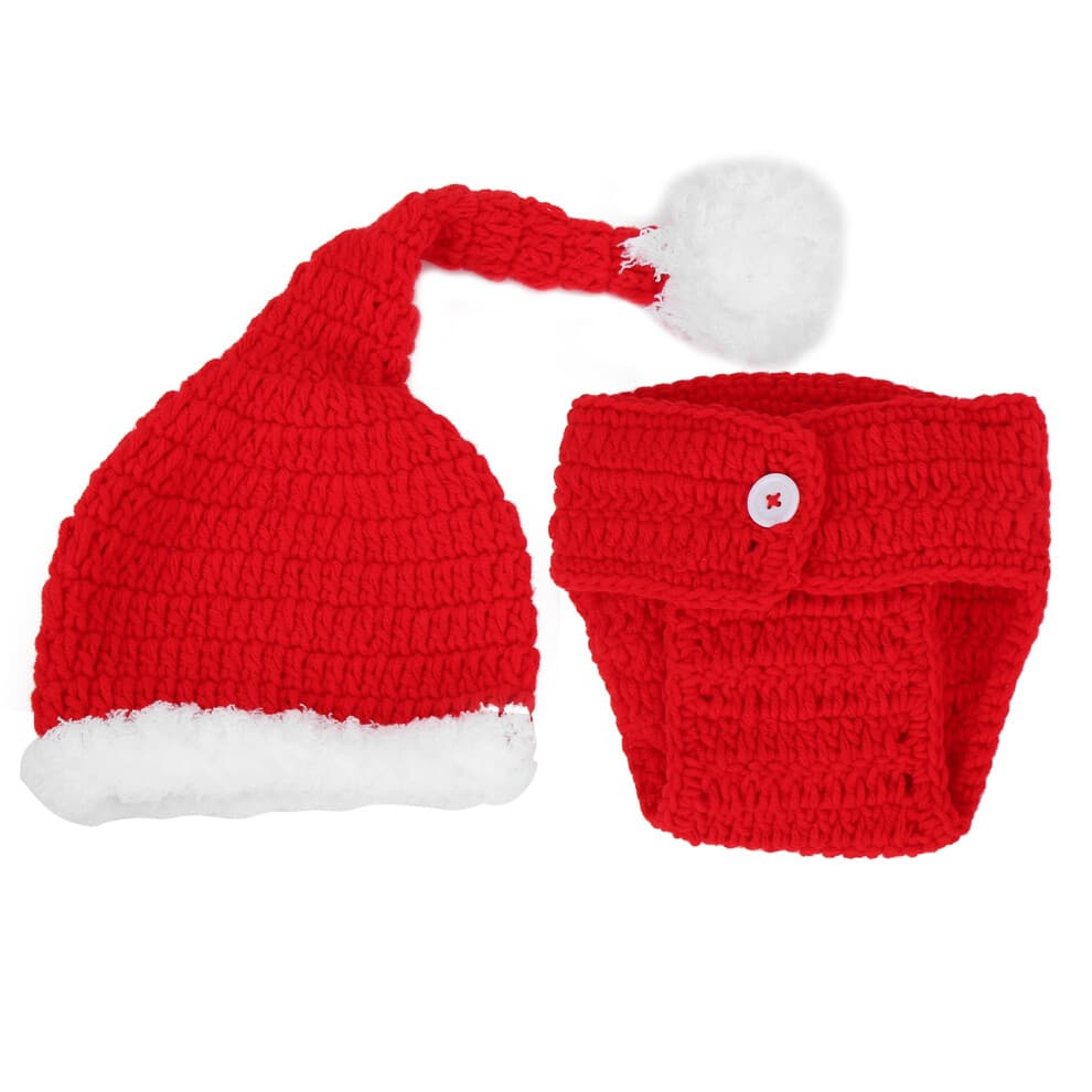 Baby Crochet Christmas Hat Handcrafted Newborn Photography Prop