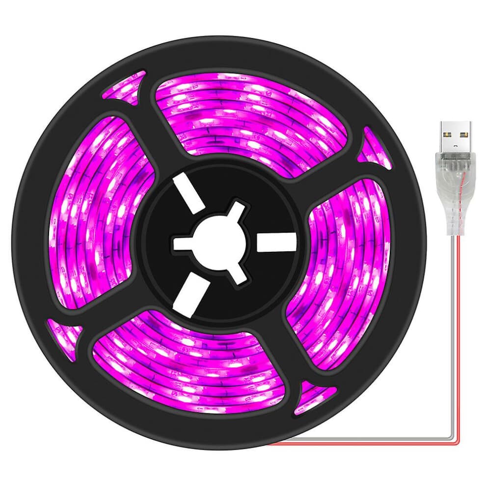 (As show, One size) LED Plant Grow Light Strips Waterproof Full Spectrum Indoor Plant Succulent Hydroponics Greenhouse Gardening USB Light Bars(3M)