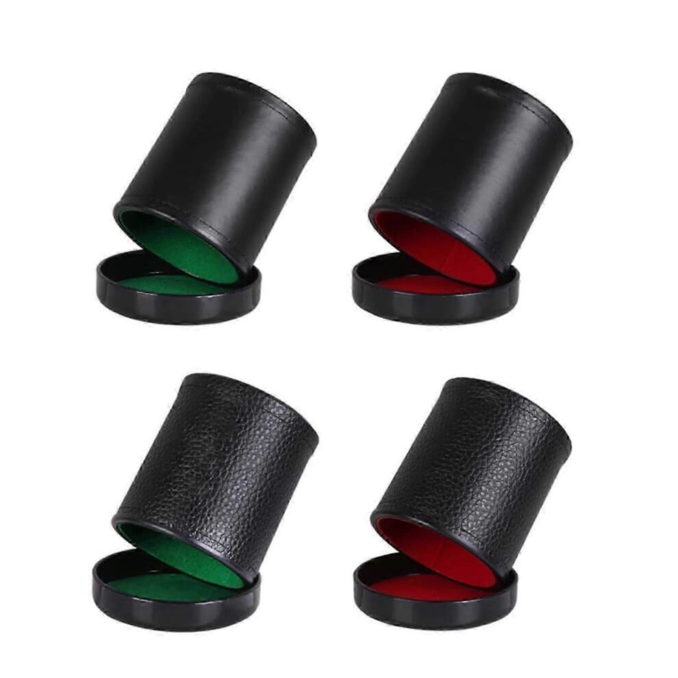 (As show, B) PU Leather Dice Cup Green Red Felt Lined for Farkle Bar Party Family Dice Games 8x9.8x9cm/3.14x3.85x3.54inch