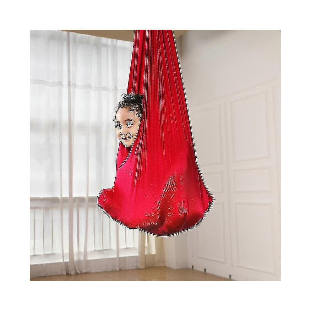 (150 x 280 cm - Red) 360 children's swing, sensory swing, elastic, ideal for boys and girls