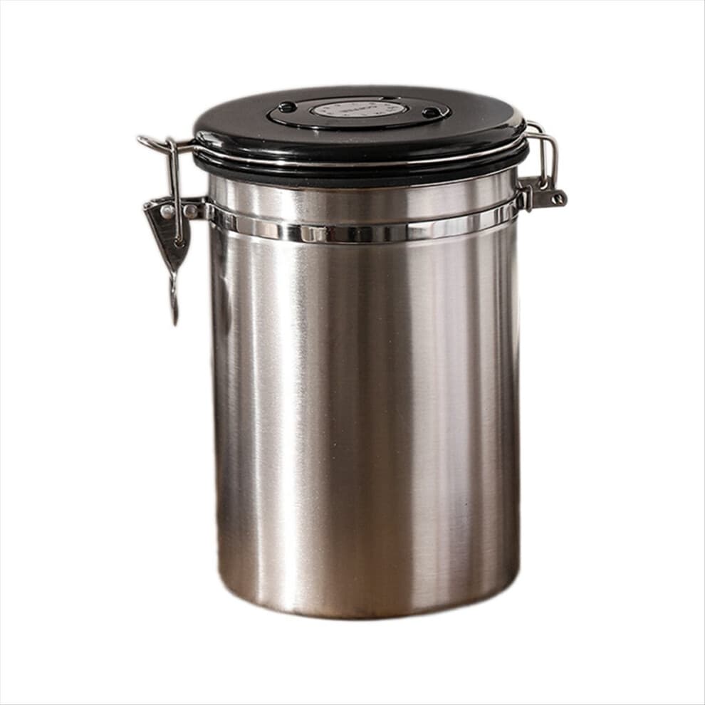 Coffee Canister Airtight Bean Container with Date Tracker Stainless Steel Kitchen Storage Box 1.8L As Shown