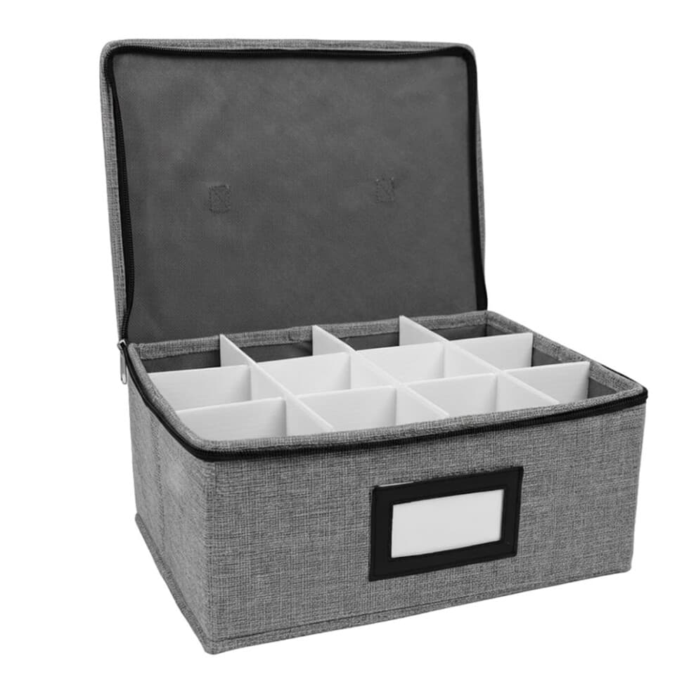 Wine Glass Storage Box with Dividers Holds 12 Standard Size Wine Glasses with Carry Handles