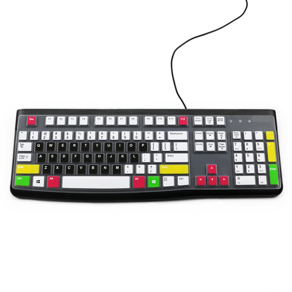 Dustproof Silicone Keyboard Covers Skin Protectors for Corded Keyboards Black
