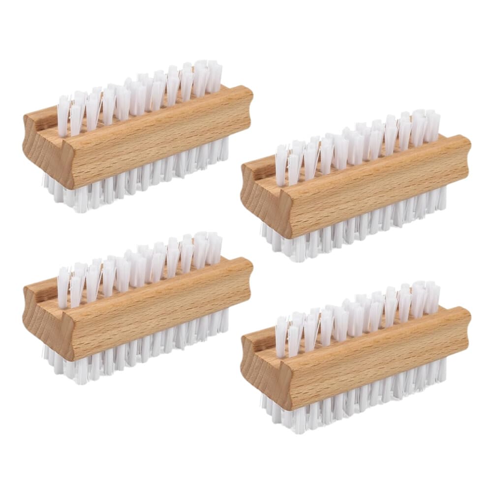Nail Brush Set - 4pcs Two-Side Fingernail Nail Brushes for Cleaning, Wooden Nail Cleaning Brush, Nail Scrubber Brush