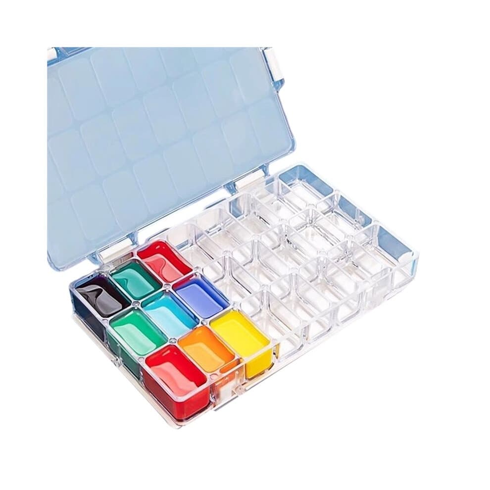 12Girds Portable Multi-Function Painting Box Empty Watercolor Palette Watercolor Oil Acrylic Gouache Paint Subpackage