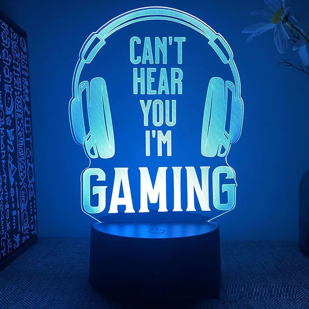 3D led lamp Gaming Room Light Games NightLight Gaming Table Lamp for  Headphones Game Zone Lights Home Decor (Red, Black Base NO Remote)