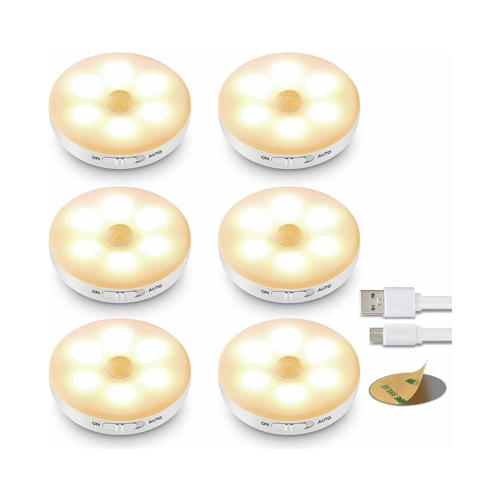 Iceko-Kn Rechargeable Children's Night Light, Sensitive Motion Sensor LED Puck Lights For Safe Home Navigating, 6 Pack