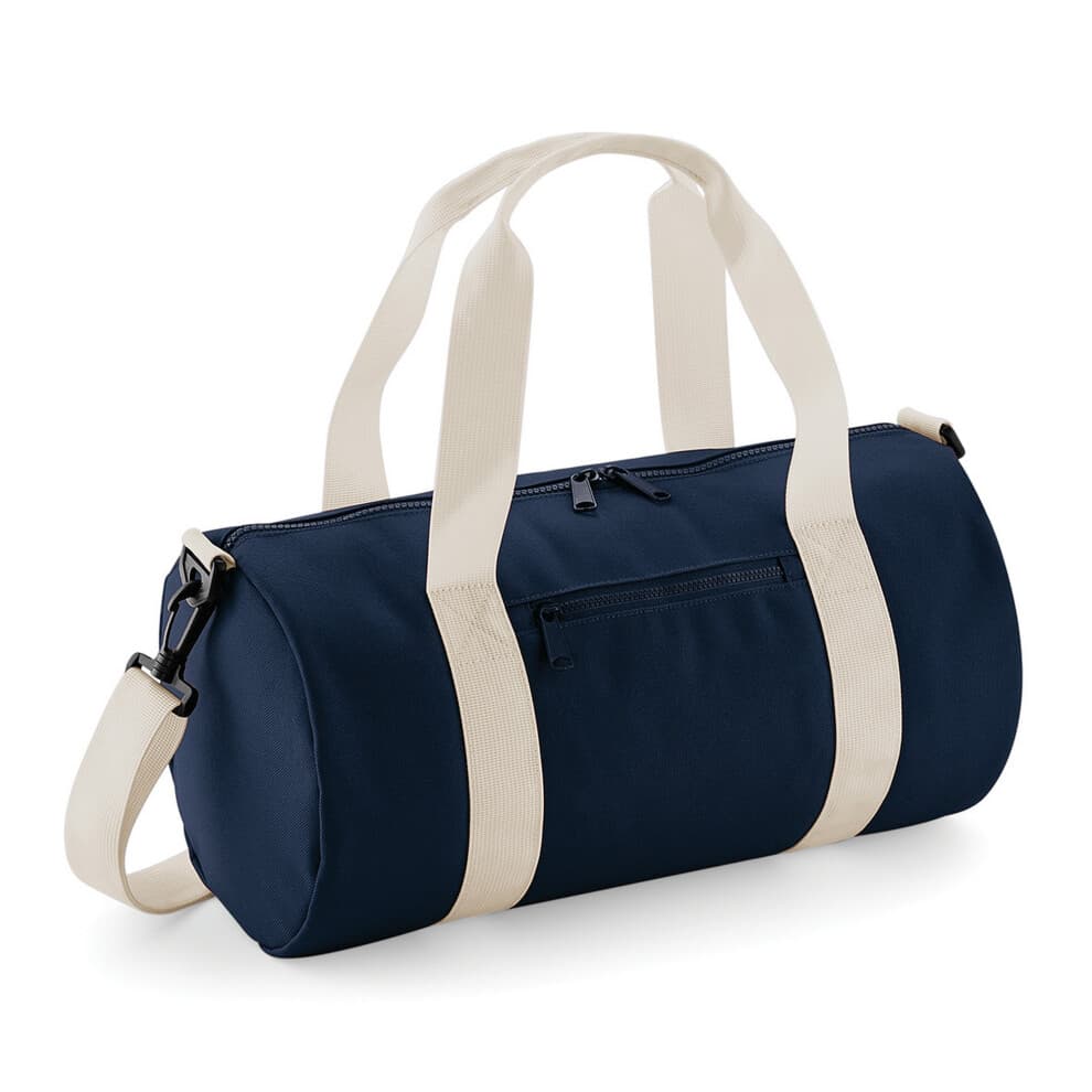 (One Size, French Navy/Off White) Bagbase Mini Barrel Bag (Pack of 2)