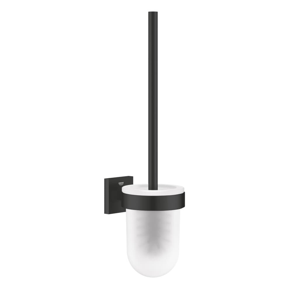 GROHE Start Cube QuickFix Toilet Brush Set (Material: Glass & Metal, Wall Mounted, with Screws and Dowels), Size 399 mm, Easy to Fit with GROHE