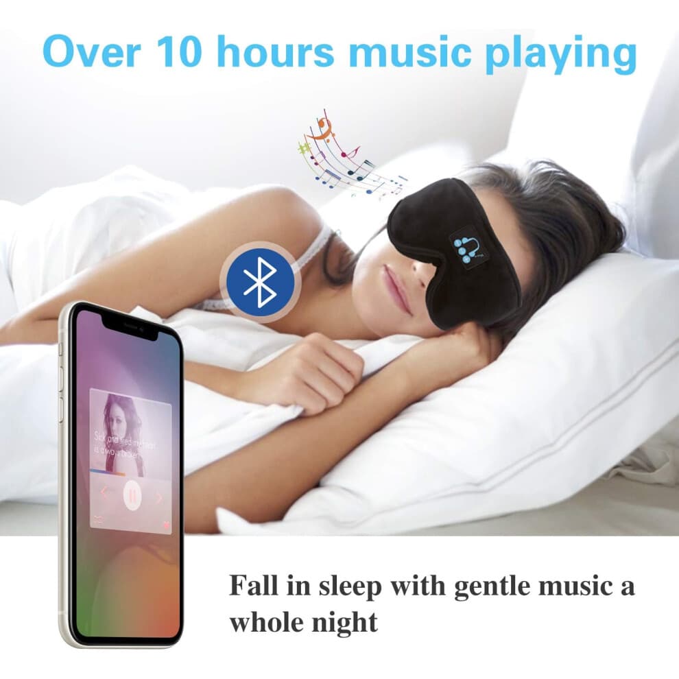 Wireless Sleep Headphones, Breathable Memory Sponge 3D Eye Mask With Quick Charge High-Performance Battery, Washable And Removable, Clear Call