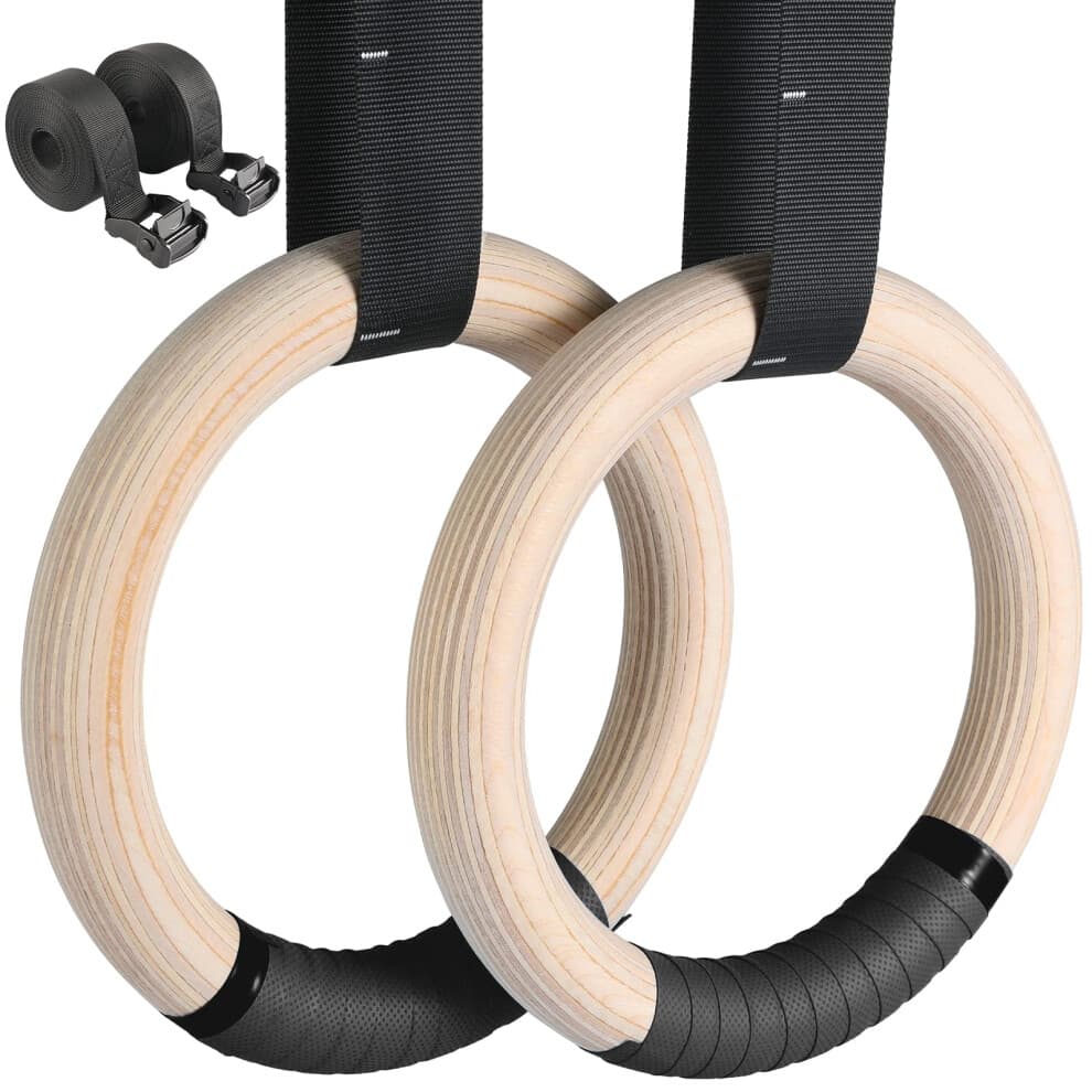 LIFERUN Gymnastics Rings Wooden Rings Gymnastics Rings 32mm Olympic Gymnast