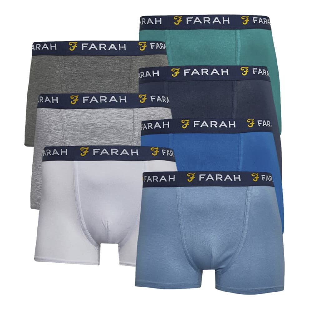 (Large, Assorted) Farah - 7 Pack Mens Cotton Breathable Boxers Underwear - Chander Collection