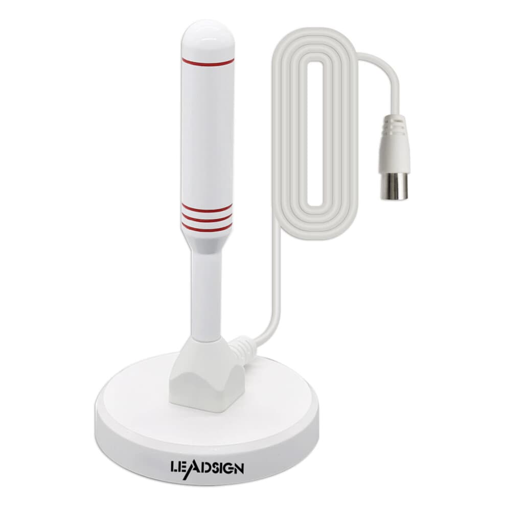 Portable Indoor TV Aerial with Magnetic Base White