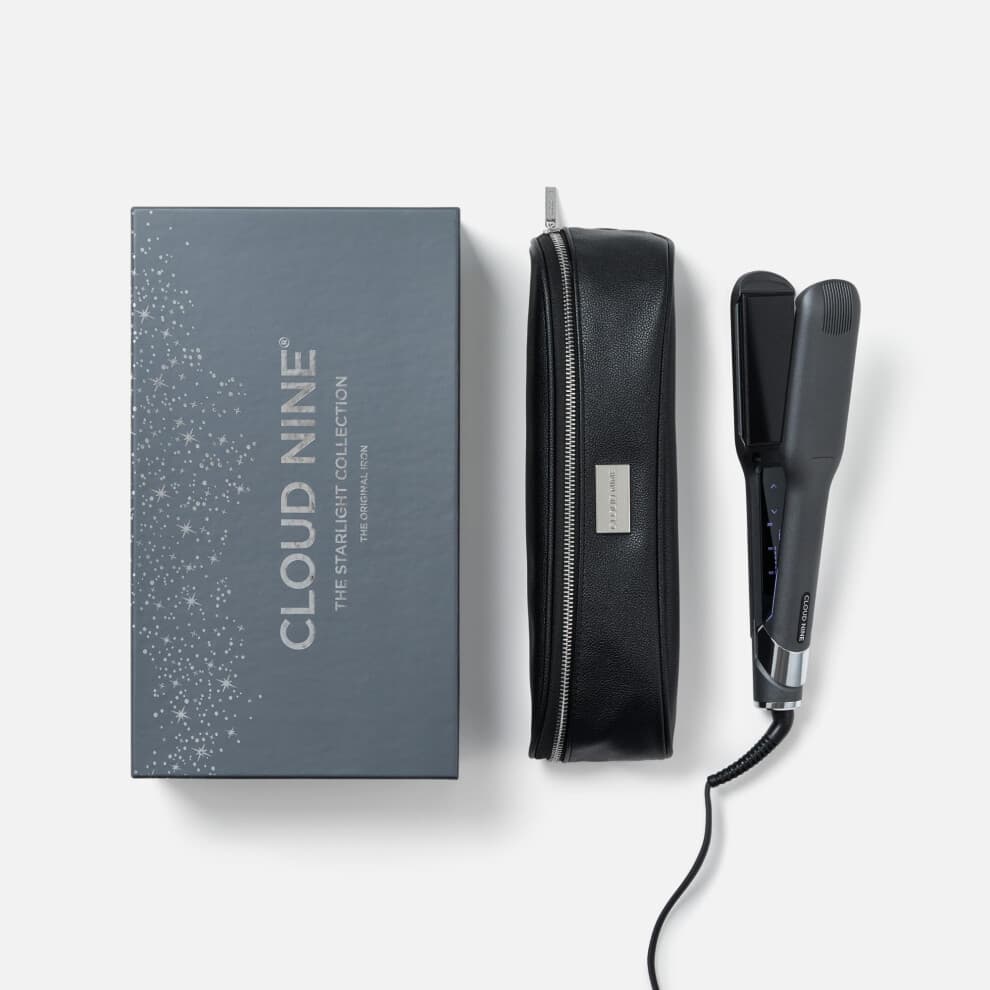 CLOUD NINE The New Wide Iron Hair Straightener Starlight Collection Grey | Variable Temperature Control | Revive Mode Mineral-Infused Plates | Digital