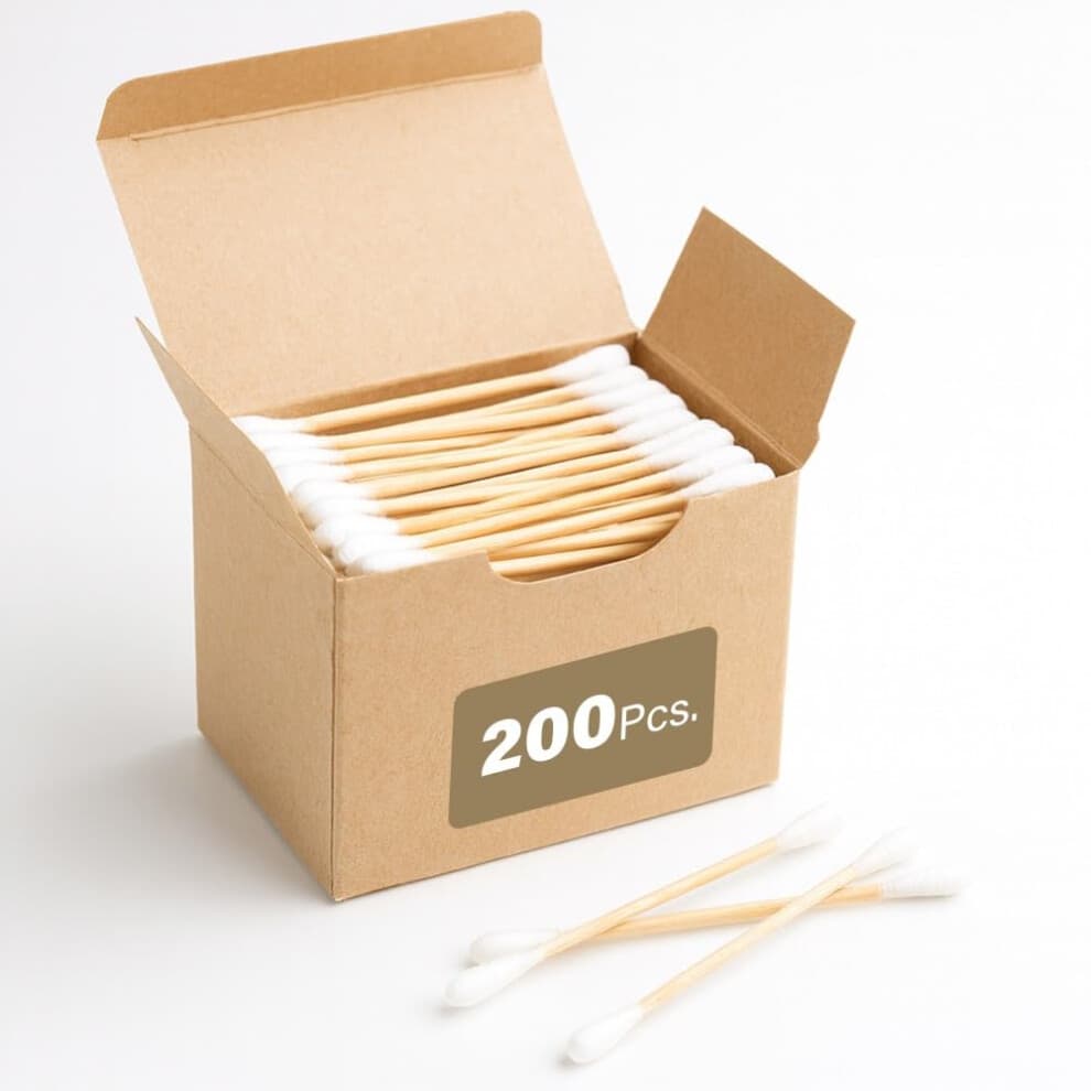 200 Pcs Bamboo Cotton Buds Eco Friendly Biodegradable Swabs with Soft Tips and