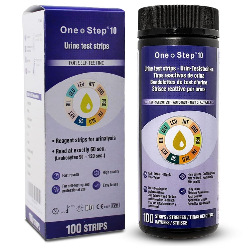 100 x 10-in-1 Parameter Urine Test Strips | Glucose, Ketone, Bilirubin, Nitrite, Urobilinogen, Protein, pH, Blood, Specific Gravity and