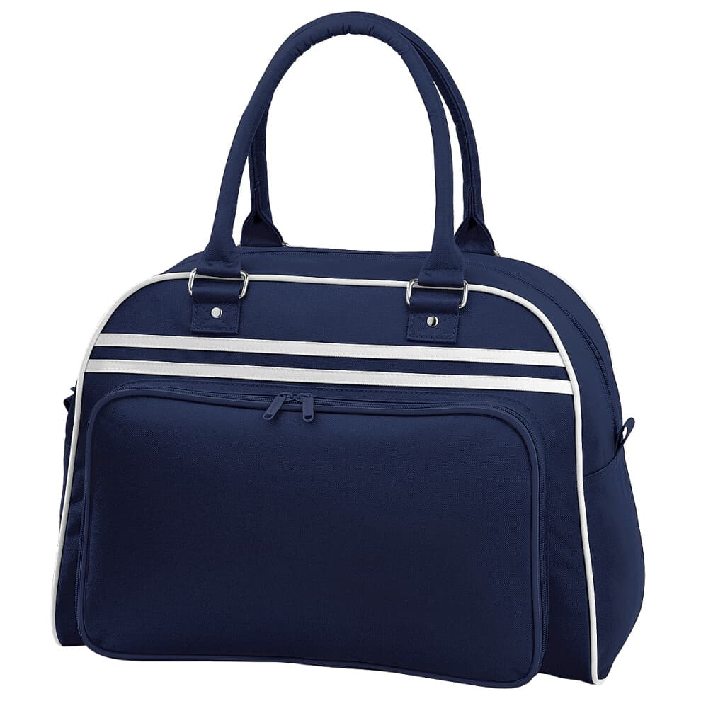 (One Size, French Navy/White) Bagbase Retro Bowling Bag (23 Litres) (Pack of 2)