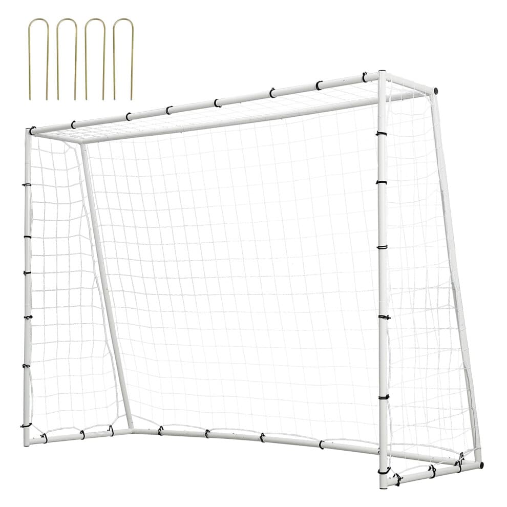 VEVOR Soccer Rebound Trainer, 8x6FT Iron Soccer Training Equipment, Sports Football Rebounder Wall with Double-Sided Rebounding Net & Goal, Perfect