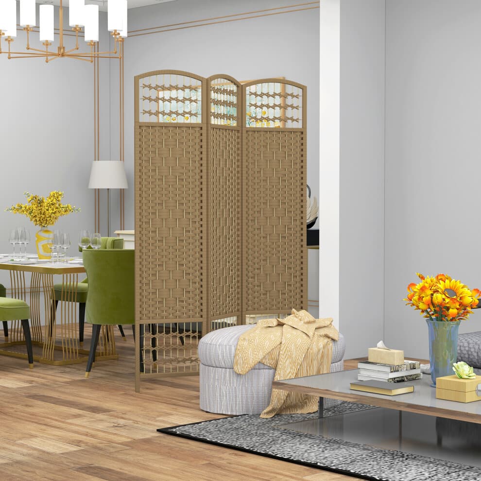 HOMCOM 3 Panel Folding Room Divider, Freestanding Privacy Screen, Natural