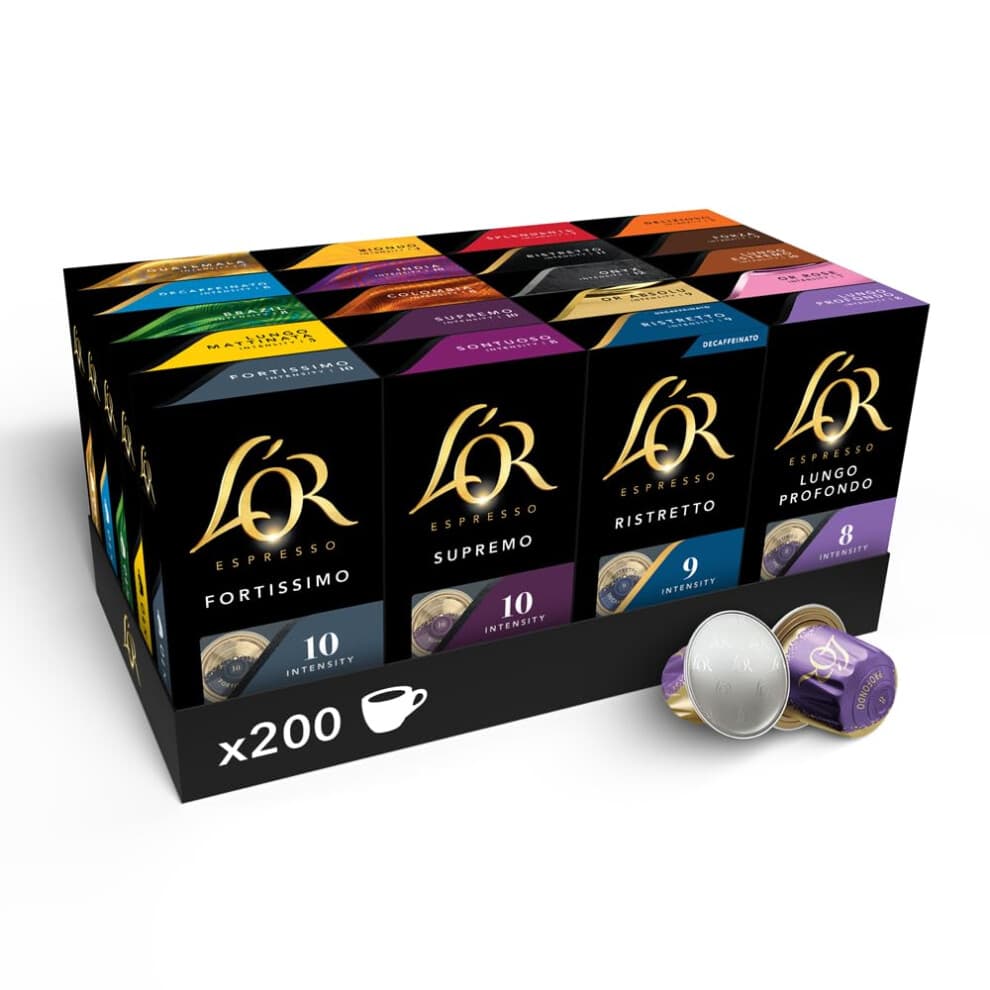 L'OR Grand Assortment Variety Bundle Coffee Pods x20 (Pack of 20, Total 200 Capsules) Nespresso* Compatible